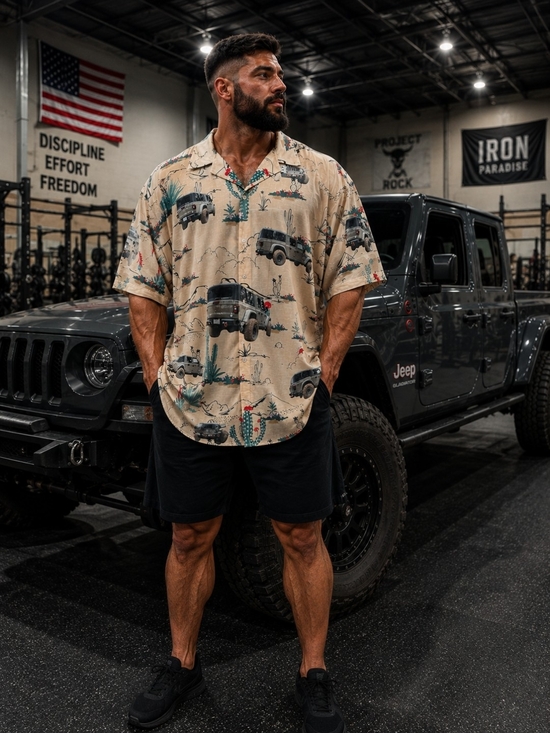 Source Unknown Other - Jeep Gladiator Desert‎ Print Button Up Shirt Men’s 3X Hawaiian Camp Off Road